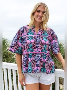 Simply Southern Fancy Flamingo 100% Cotton Tunic Size M